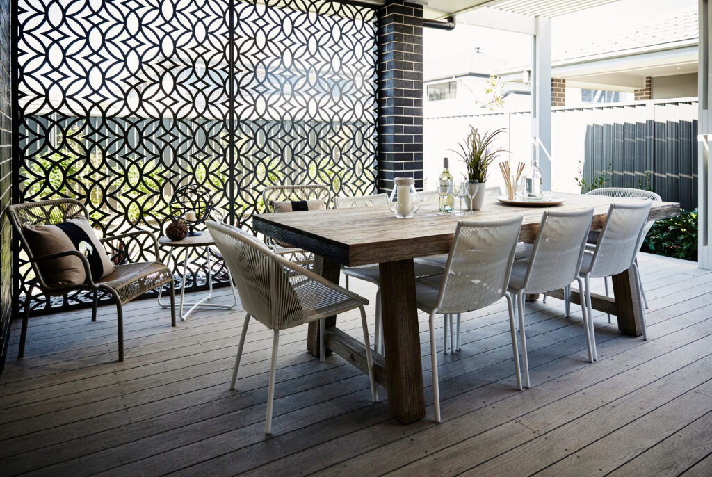 Interior,Photography,Of,Al,Fresco,Dining,Area,,Modern,Decking,And